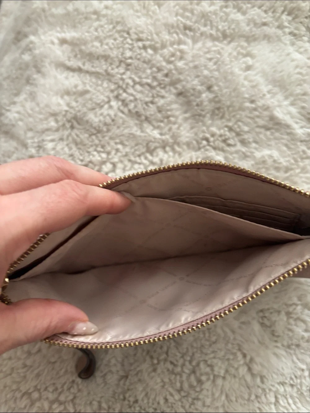 Michael Kors Taupe Leather Wristlet Clutch